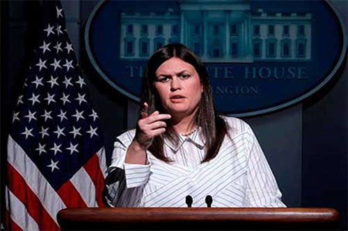 La portavoz de la Casa Blanca, Sarah Sanders La Casa Blanca reitera amenazas a Siria